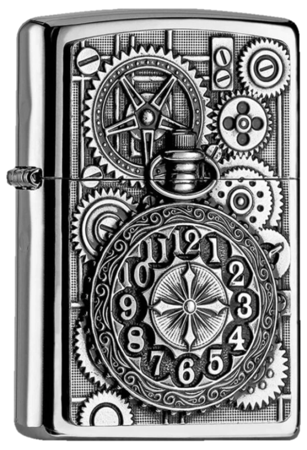 Zippo Pocket Watch Gear Wheels Emblem