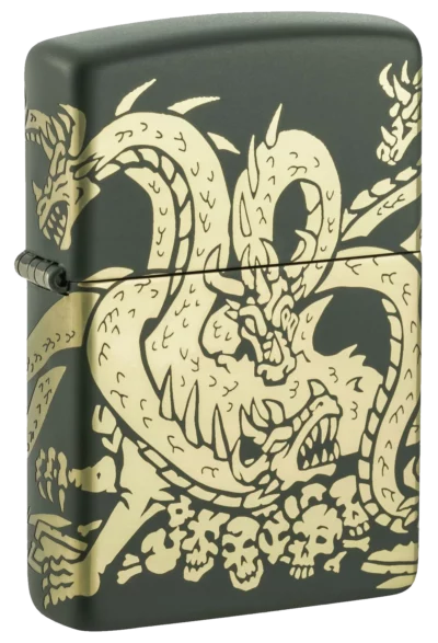 Zippo Coiled Dragon Skulls Design